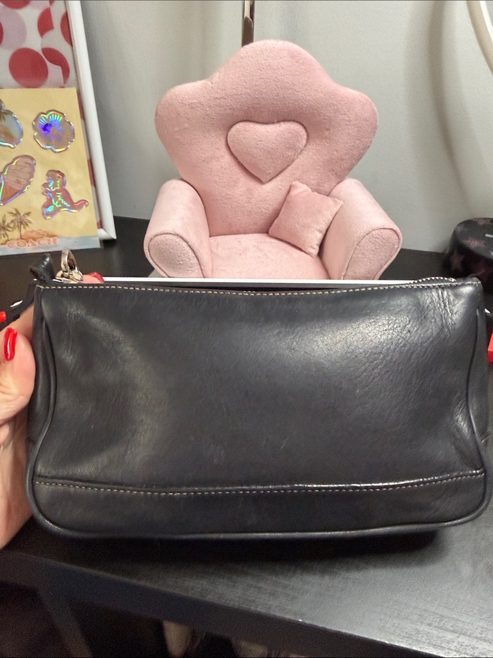 Coach Vintage Black Leather Hamptons Demi Pouch - Picture 4 of 10